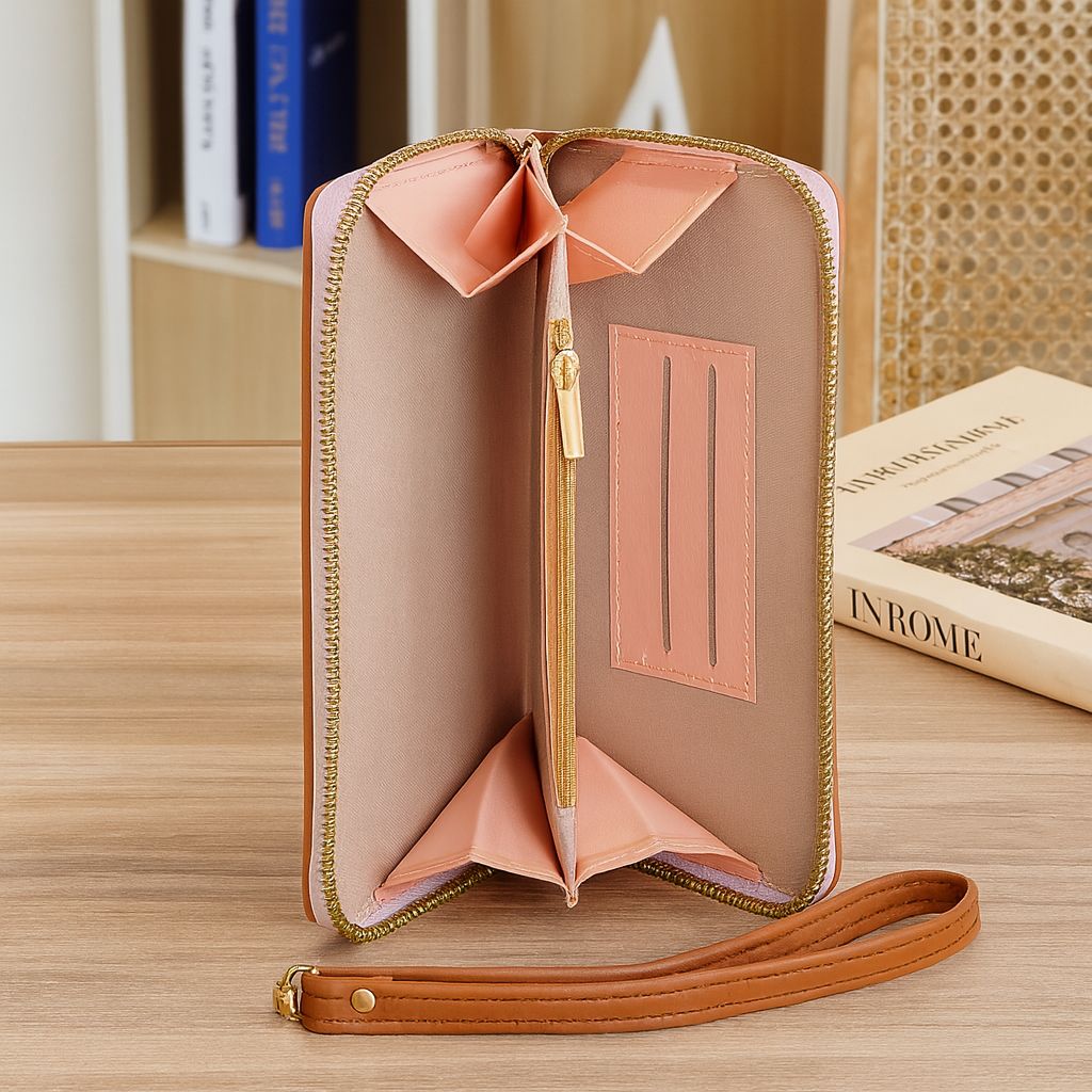 Premium Women’s Fashion Wallet – Multi-Color PU Leather Long Purse with Zipper & Charm