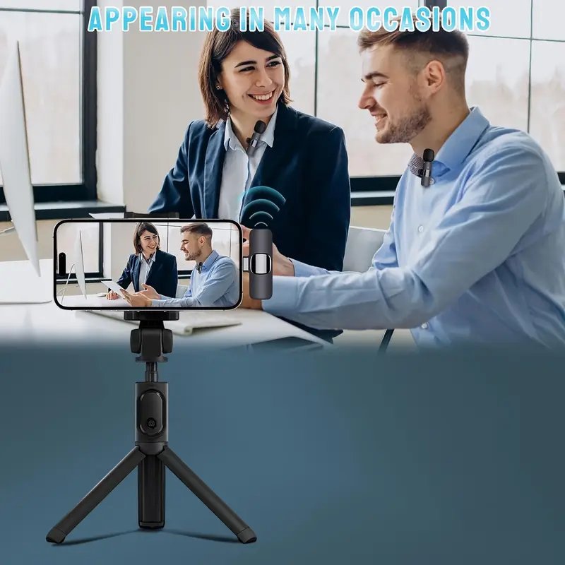 Wireless MIC Type C/Lightning/Android Mic K9 Wireless Double Microphone For Interview, Vlogging , Podcast