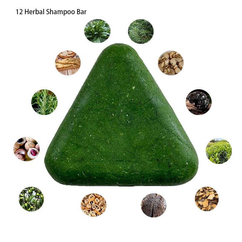 Nature Triangle Shampoo Bar,Usman Grass 𝐒hampoo Bar,Nature Seven Green Soap Shampoo, Calming & Strengthens Hair for Women and Mens,New Upgrade