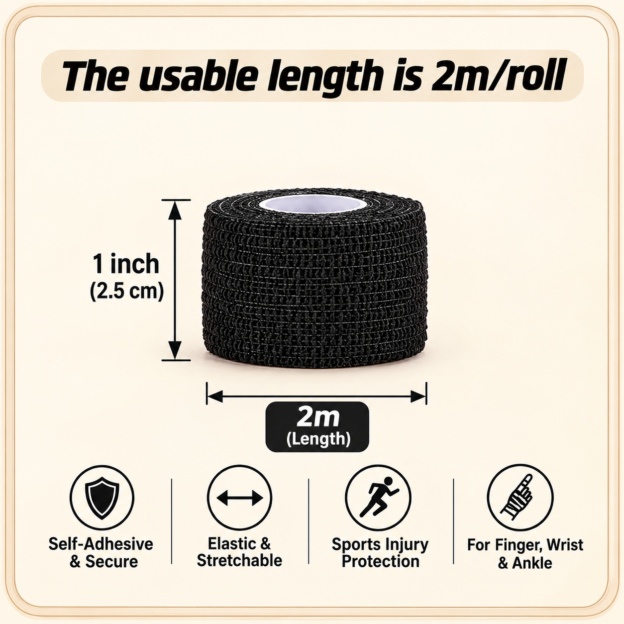 Self adhesive bandages wrap tape Athletic Pre-Tape Elastic Bandage 4.5M | Self-Adherent Wrap for Finger Wrist Ankle | Sports Injury Protection for Basketball Football | Easy Tear & Stretchable