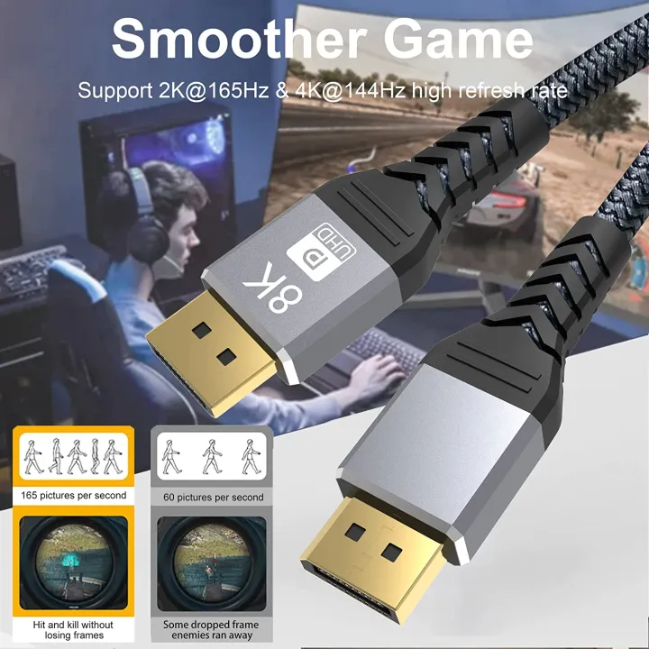 8K Displayport 1.4 Cable DP 2.0 165Hz Video Audio Cable For PC Laptops TV Box Projector PS4 Monitor Video Game Display Port Cord