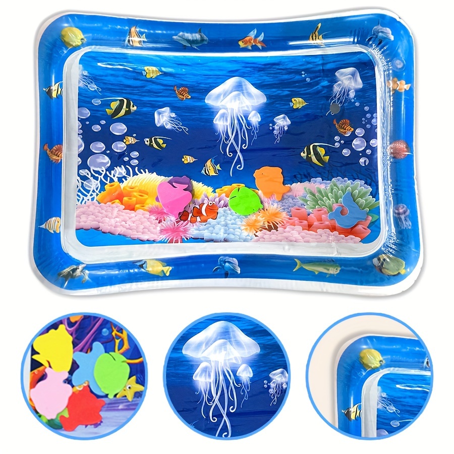 Premium Inflatable Crawling & Tumbling Water Play Mat for Babies – Sensory Game Mat with Floating Toys – Leak-Proof, Soft & Durable Baby Activity Mat for Tummy Time, Home & Travel Use