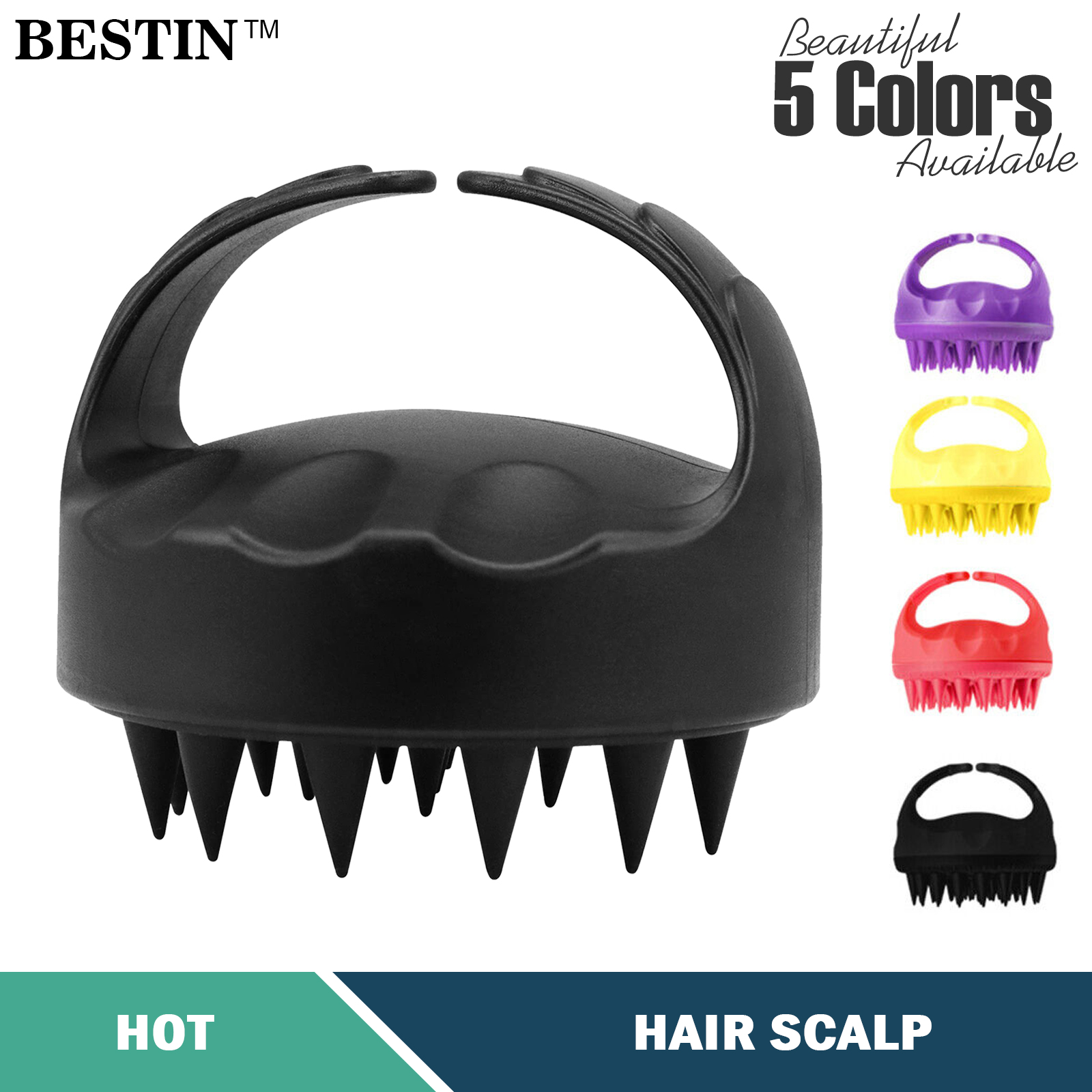 Multicolored Hair Scalp Massager, Soft Silicone Hair Scalp Massager