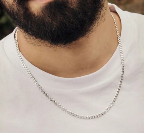 Silver Thin silver neck chain For Boys & Men For Stylish neck For Function & Parties