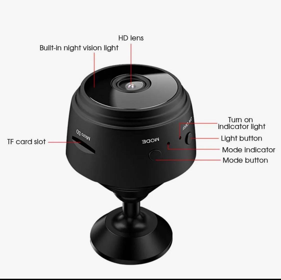 WiFi Mini HD Camera 1080p 2 Mega pixel Camera Lens Upto 128 GB Memory Card Supported Wireless Video And Video Recorder  Security Monitoring Camera Mini Portable Wifi Hd Camera