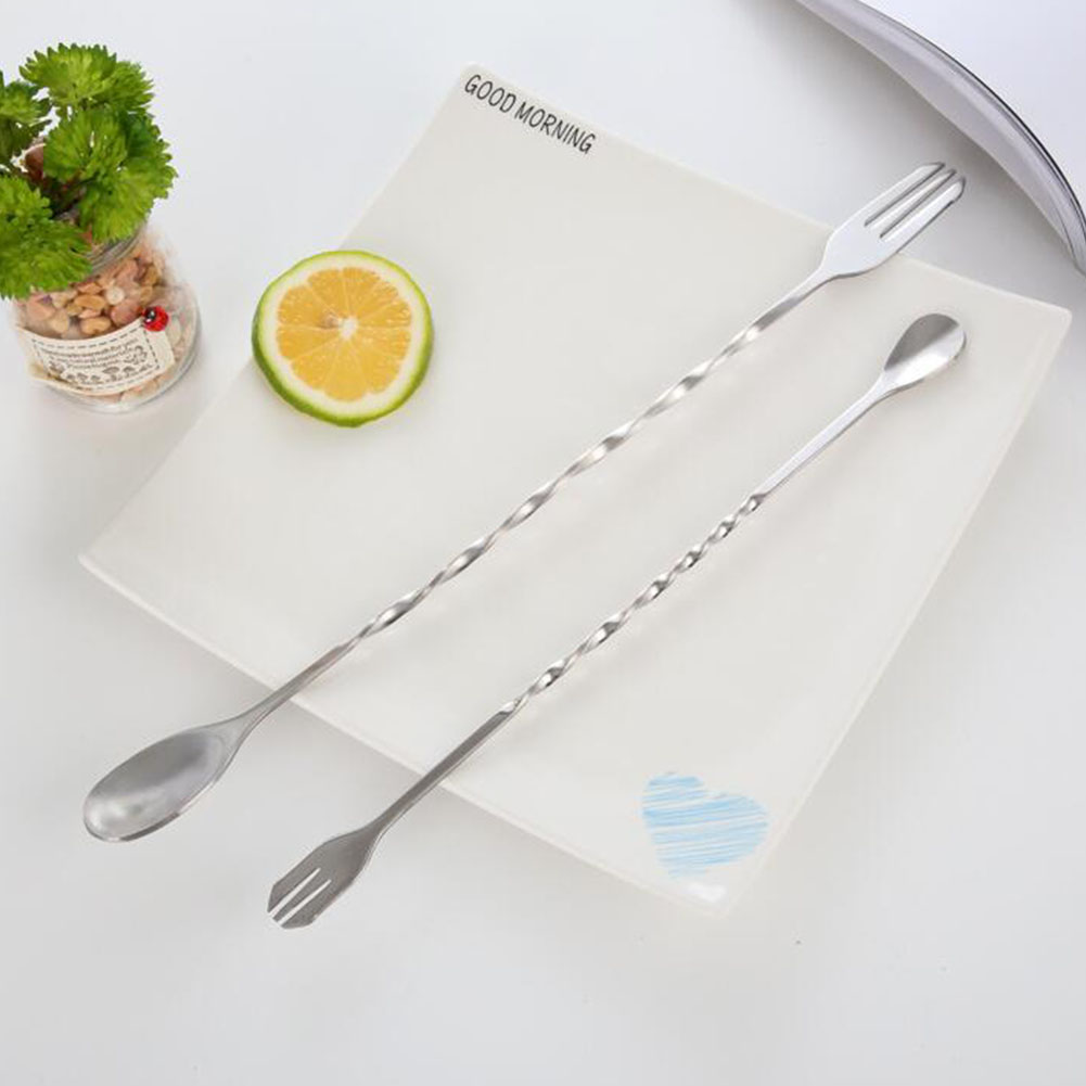 Stainless Steel Bar Spoon Bar Spoons Twist Neck Barware Mixing Spoon Set Of 2