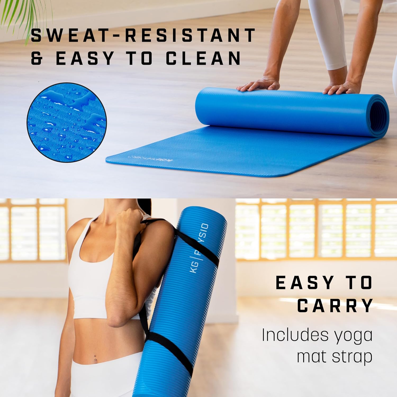 12MM Extra Thick Yoga Mat | Anti-Slip Gym Mat | Exercise Mat with Free Carrying Strap | Best for Gym & Home Workout