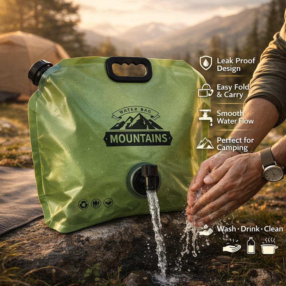 8L Portable Foldable Camping Water Bag with Tap – Leak Proof Outdoor Water Storage Container for Camping, Hiking & Travel