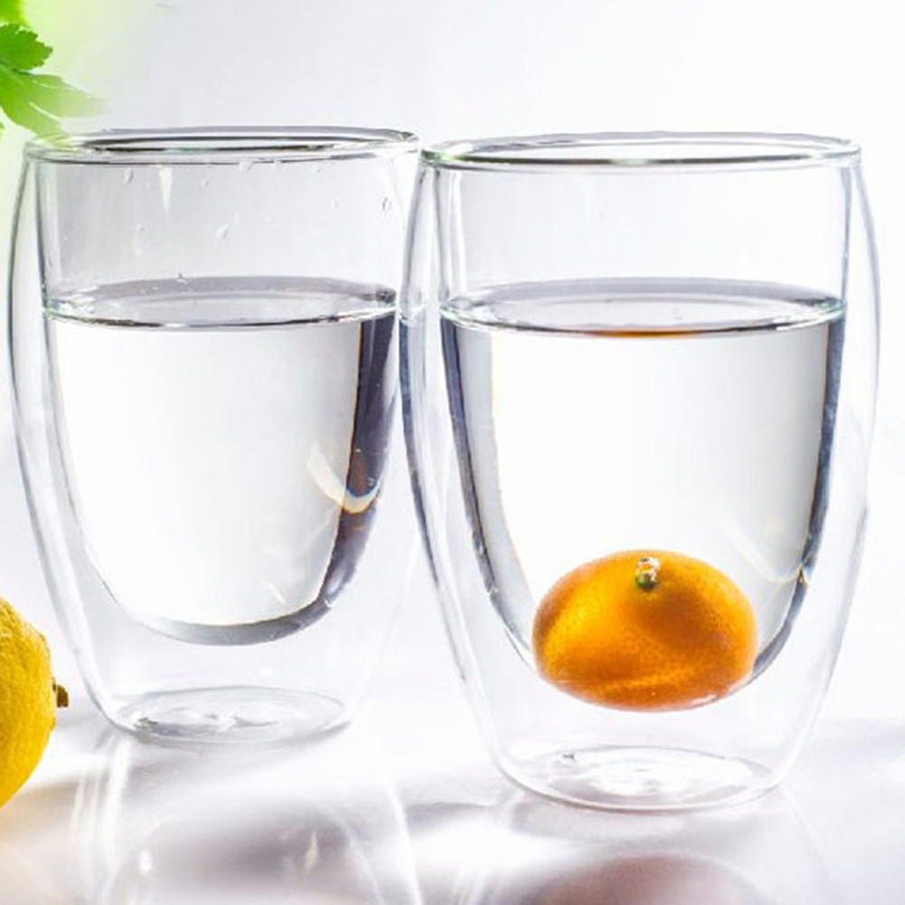 Heat Resistant Double Wall Glass Milk Coffee Water Juice Cup - 350Ml