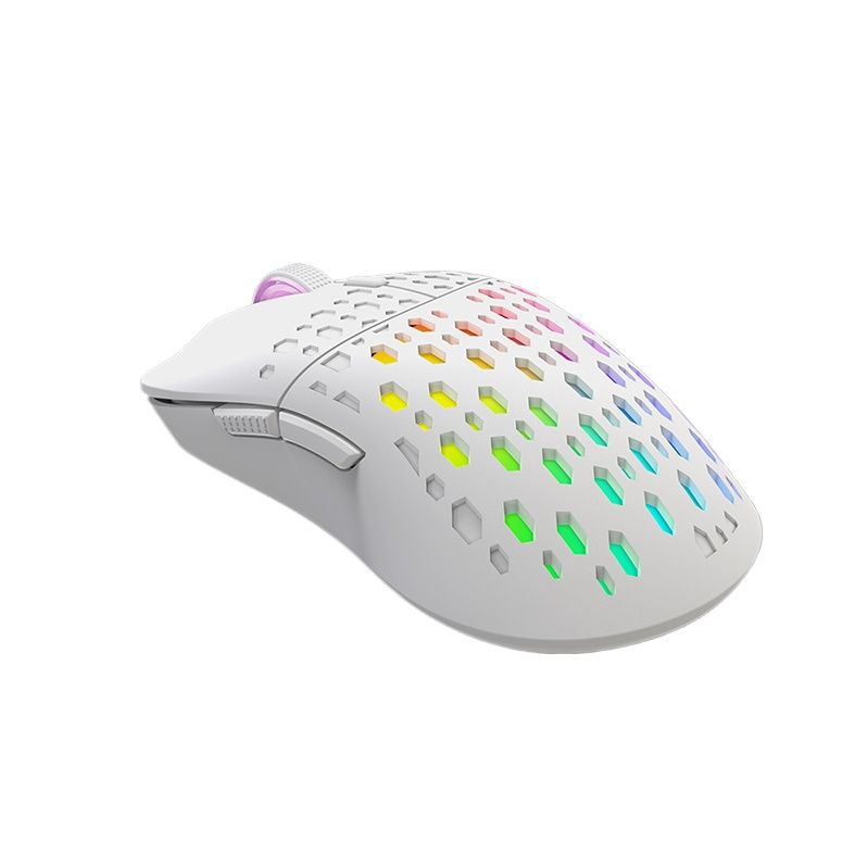 GM-209W RGB Gaming Mouse 8000 DPI Wired Optical Mouse Lightweight Honeycomb Design Ambidextrous Gaming Mouse White for PC Laptop