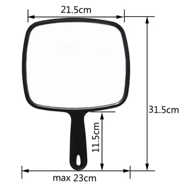 Handheld Mirror Professional Handheld Salon Barbers Hairdressers Mirror with Handle Practical Hand Mirror for Home (Black)