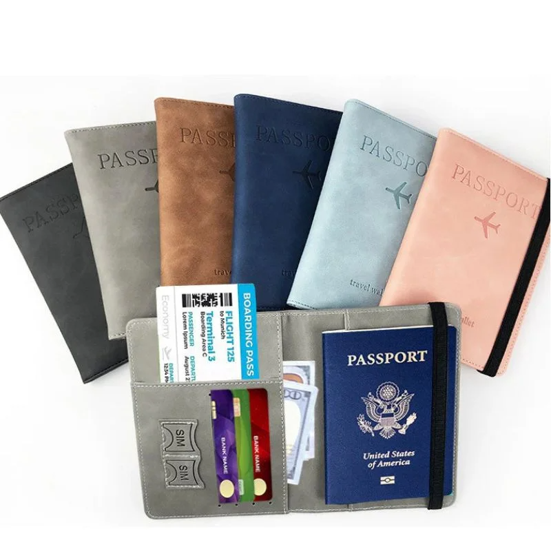 Passport Holder Wallet RFID Blocking Leather Travel Card Passport Cover Case Multiple Color
