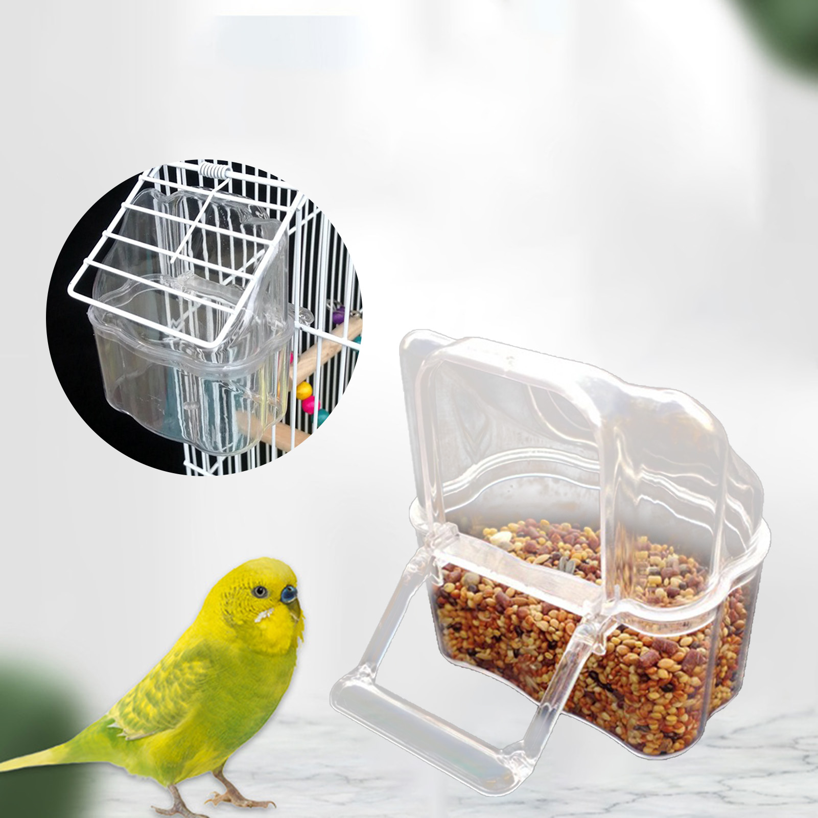 1pc Type B Bird Feeder Transparent Antispill Food Bowl For, 46 OFF