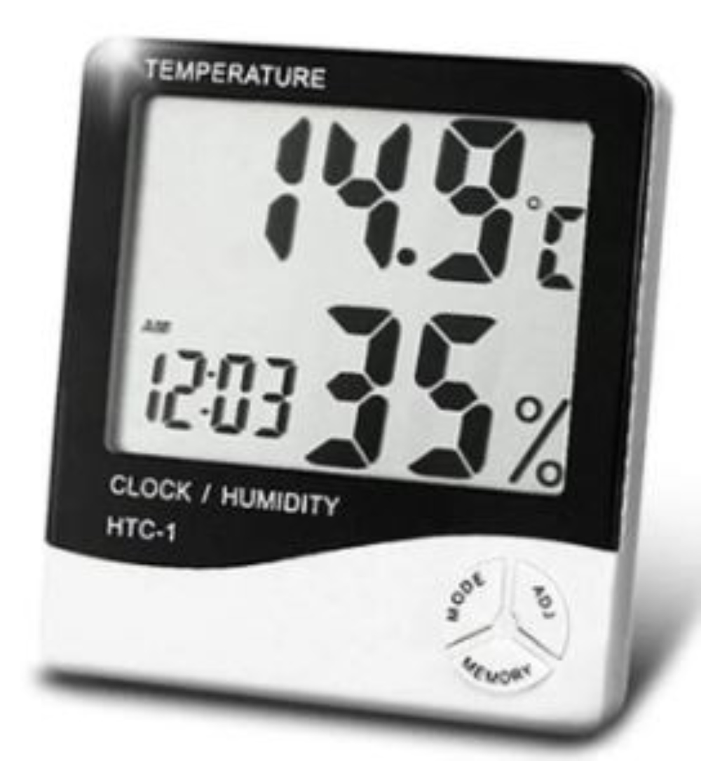 3 In 1 Digital LCD Temperature Humidity Meter - Indoor/Outdoor Room Thermometer Clock Hygrometer With Alarm Clock (IMPORTED) HTC 1