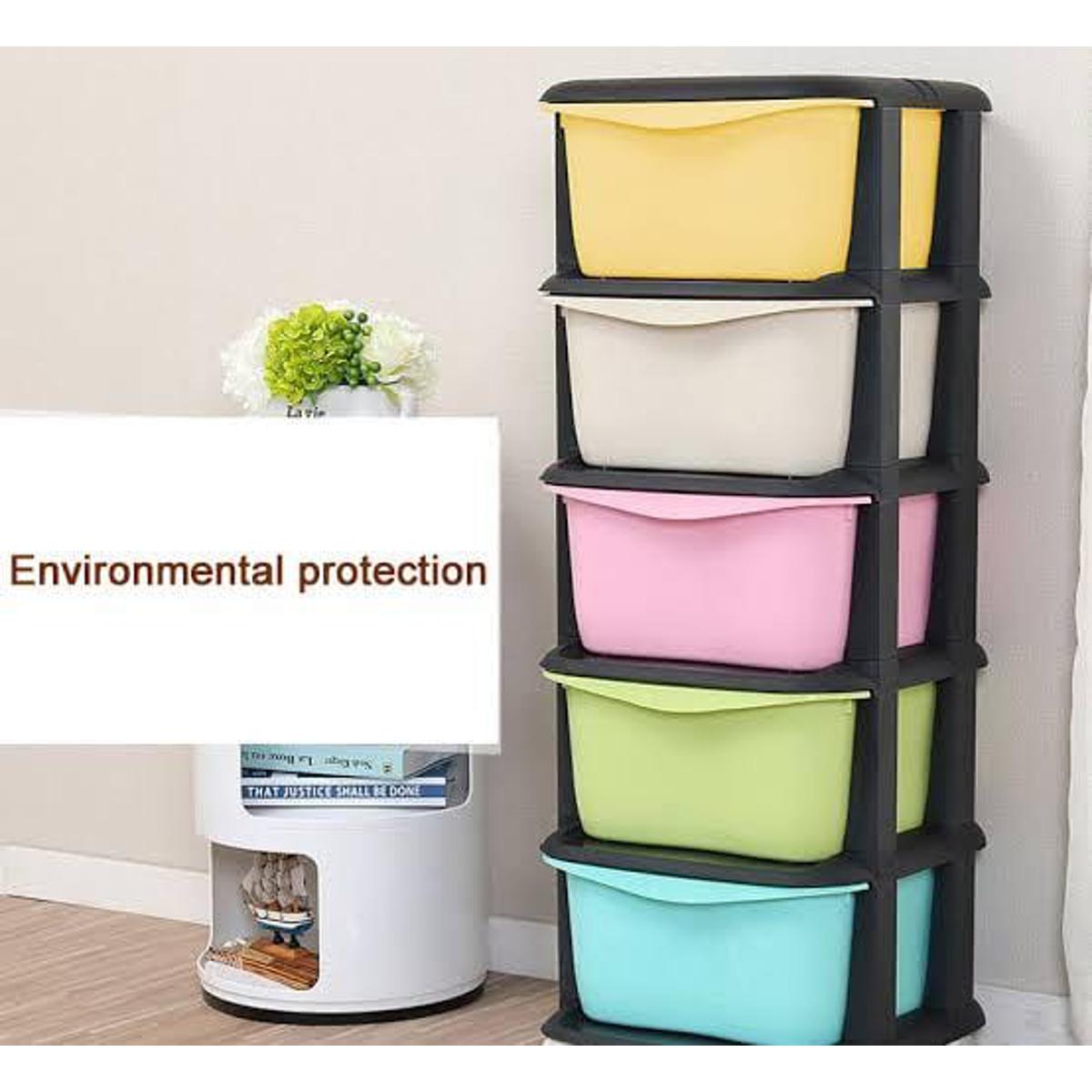 5-in-1 Chester Plastic Drawer Cabinet for Toys, Clothes, and ...