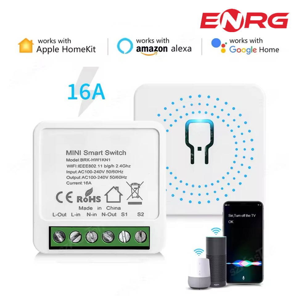 ENRG 16A Wifi Smart Switch Home Light Switches Module 2 Way Control Work with Life Alexa Google Home Switch Support Easy Setup Via App EWe Link