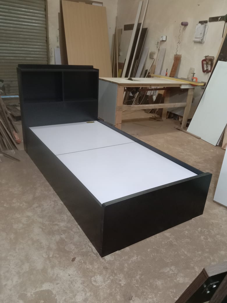 Ghania modern Head Storage single bed in MDF Lasani Wood