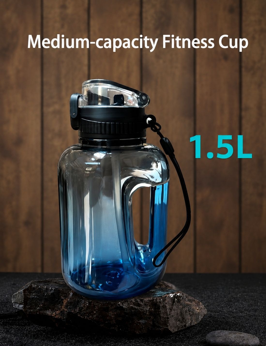 2.5L Large Gym Water Bottle with Straw & Handle Leakproof BPA-Free Motivational Sports Water Jug Big Capacity Fitness Bottle for Gym, Workout & Outdoor