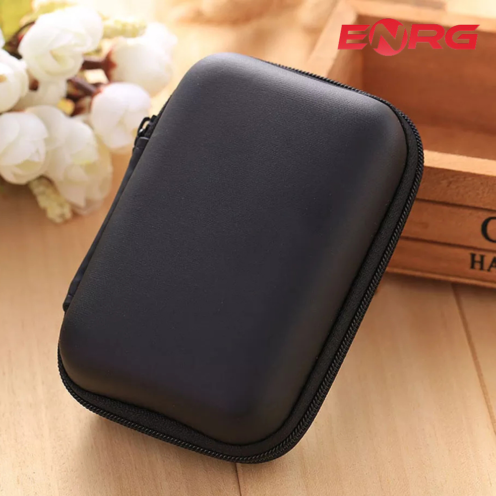 ENRG Storage Hard Case Cover For Carrying Earphone Earbuds Handfree SD Card Fast Charging Cable Charger USB  Wireless Mic Keys Other Mini Accessories Shape Pouch Zipper Fabric Saftey Mini Box Zip Cute Beautiful Travel Stylish