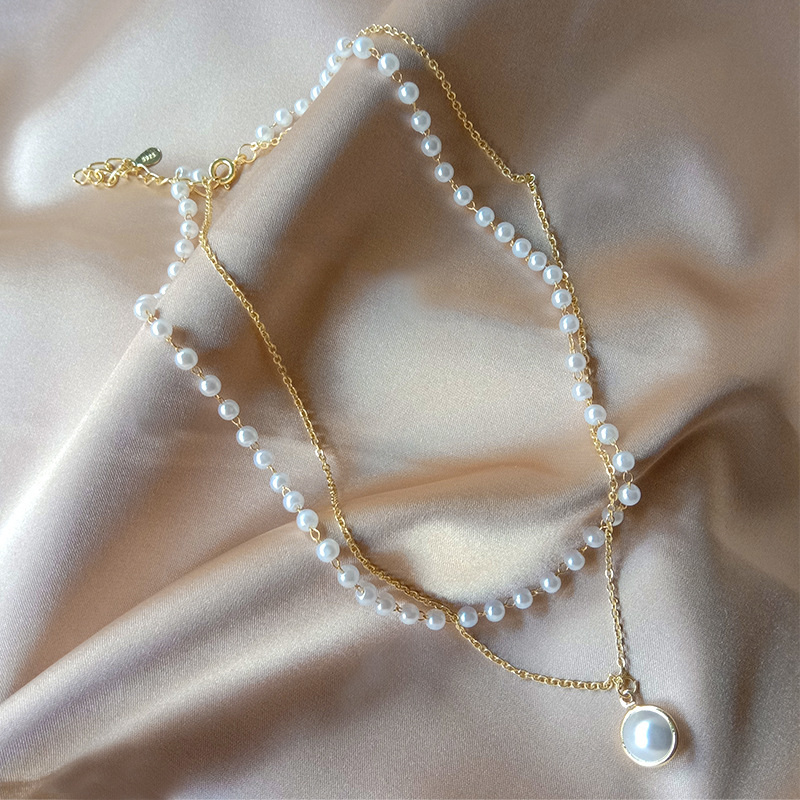 Fashion Chain Pearl Necklace For Women Baroque Pearl Metal Charm