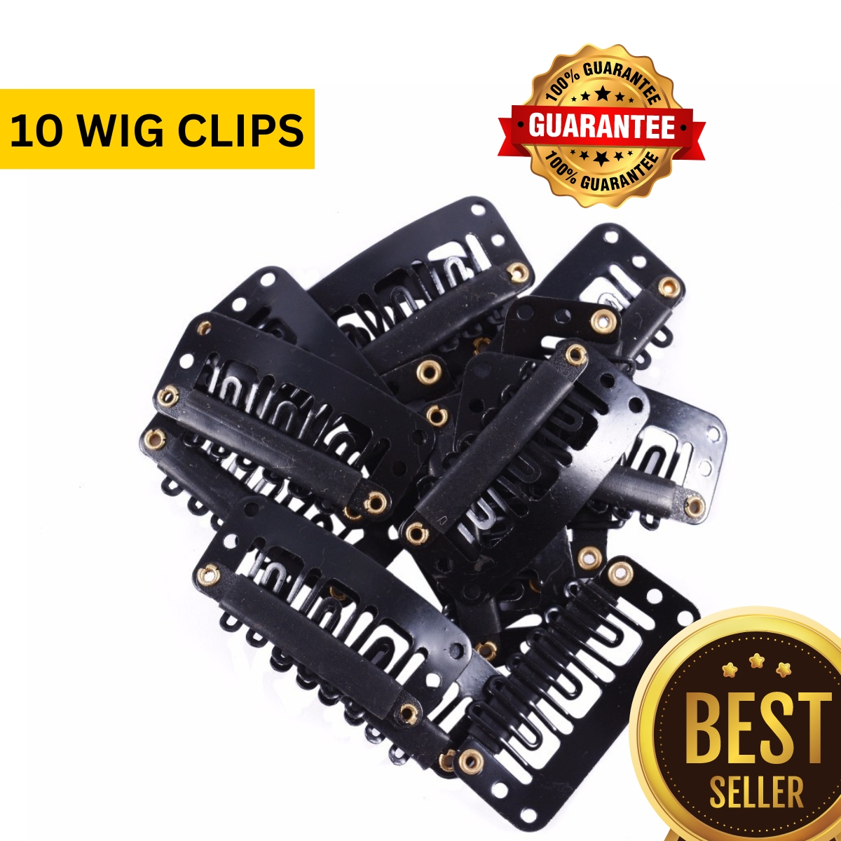 10 PCS Hair Fixing clips for WIGS or HAIR Extensions - black