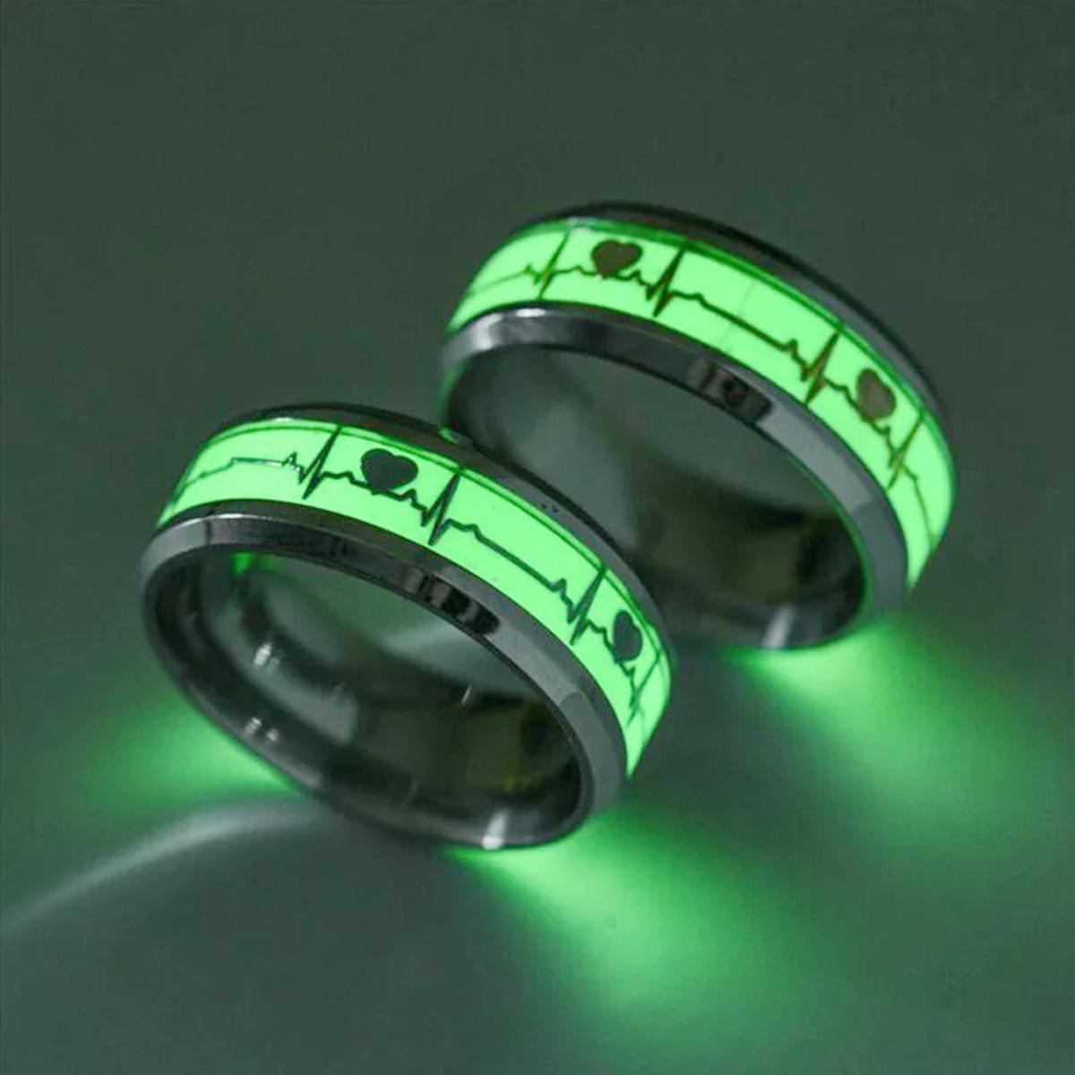 Stainless Steel Glowing In Dark Rings For Women Men Luminous Finger Heart Dragon Couple Wedding Bands Jewelry Gift Accessories