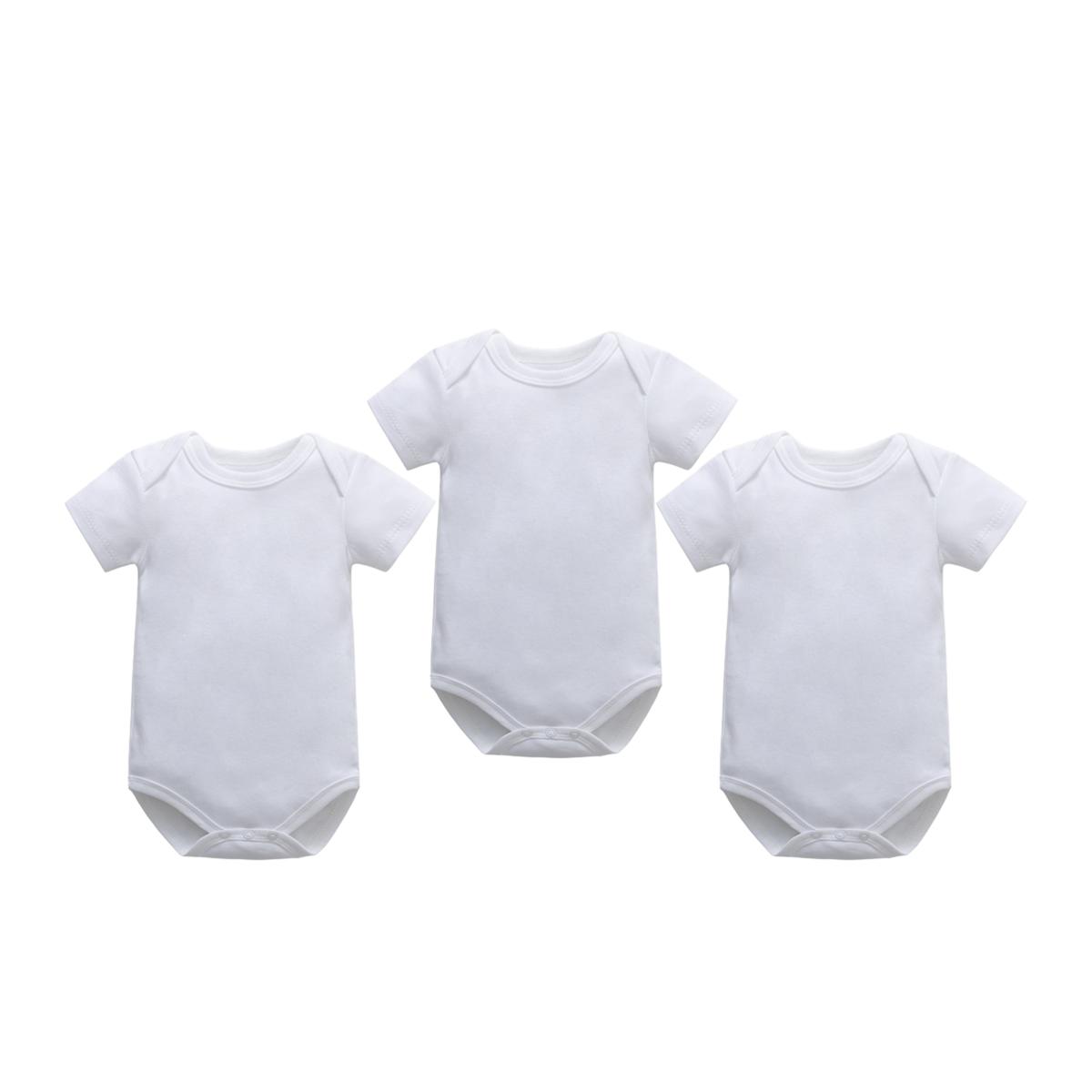 Pack of 3 Newborn Baby Bodysuits Romper in Cotton Stuff for Newborn Baby (Unisex) Available 0 to 12 Months - Half Sleeves - White