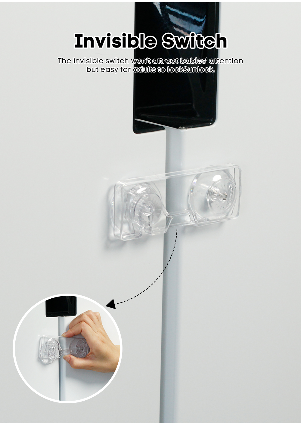 Kiddie Guard Baby Safety Transparent Multipurpose Refrigerator Freezer Latch Lock French Fridge Door Lock Freezer Lock Invisible Cupboard Lock - 1Pcs