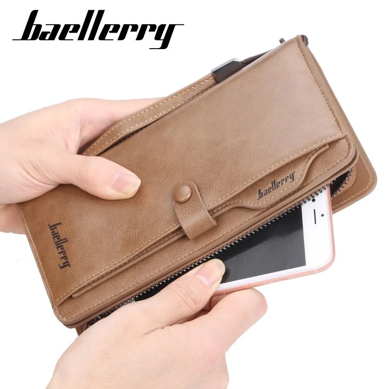 Baellerry Retro Men's  and Womens Long Wallet Multifunctional Card Holder Mobile Phone Bag High Quality Card Storage Organizer
