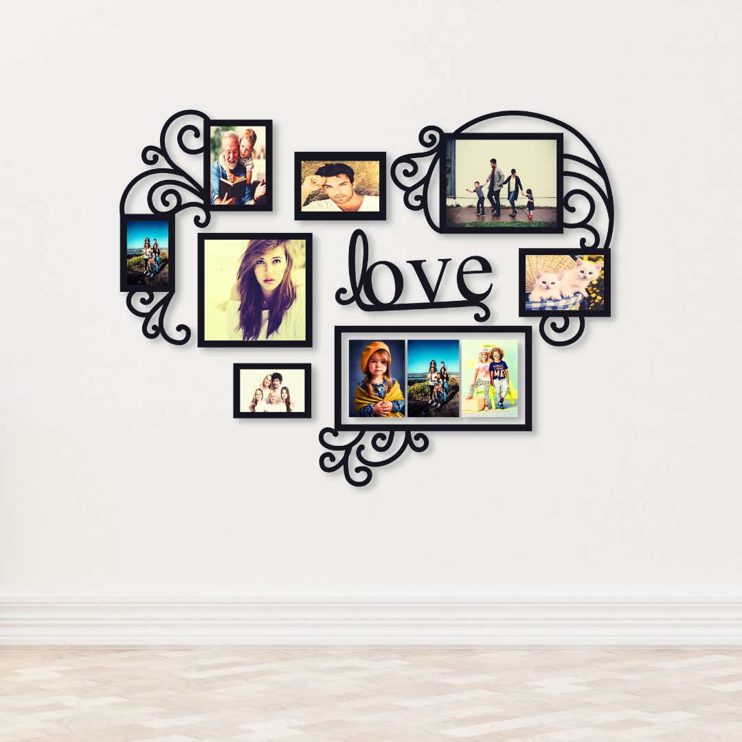 Family Wall Clock with Frames Stylish Quartz Decoration for Home and Office