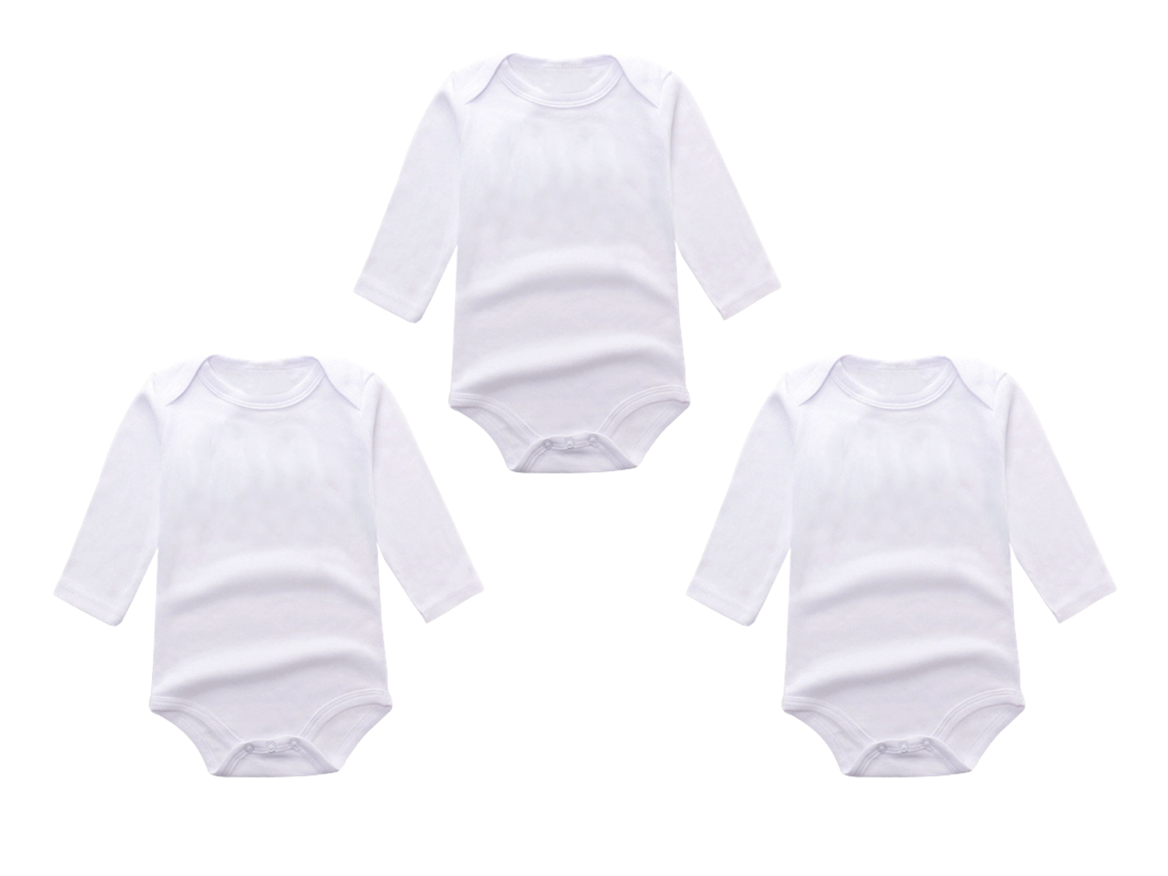 Pack of 3 Newborn Baby Bodysuits Romper in Cotton Stuff for Newborn Baby (Unisex) Available 0 to 12 Months - Full Sleeves - White