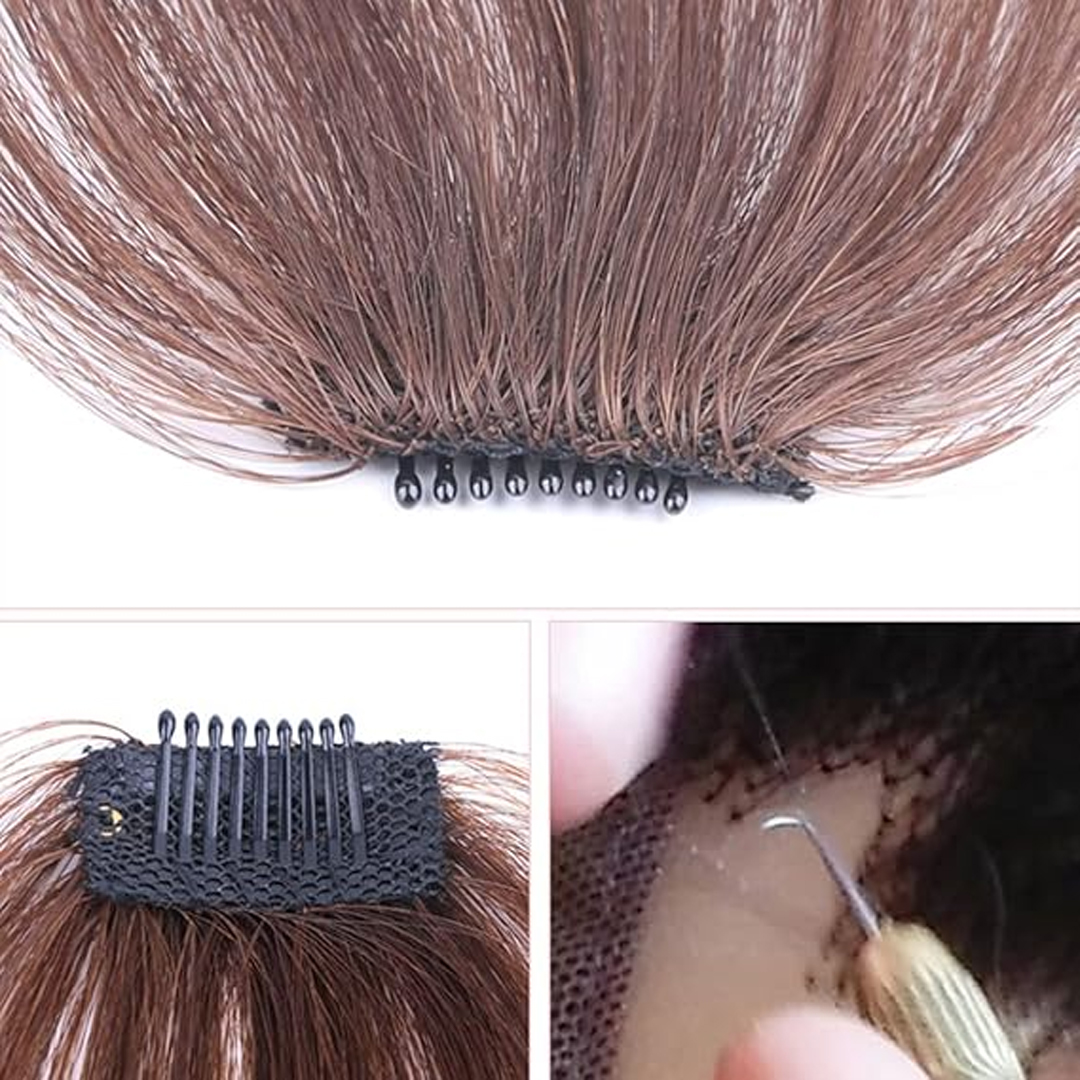 Korean Natural Clip-In Bangs Hair Wig Piece Short Hair Clip Headband Girl Synthetic Wig Headwear Wig Bangs Hair Extension Fringe Front Bangs Hair Clip in Pony Real Hair Wispy Pony Front Full Neat Human Hairpieces, Fashion Straight Air Bangs Clip