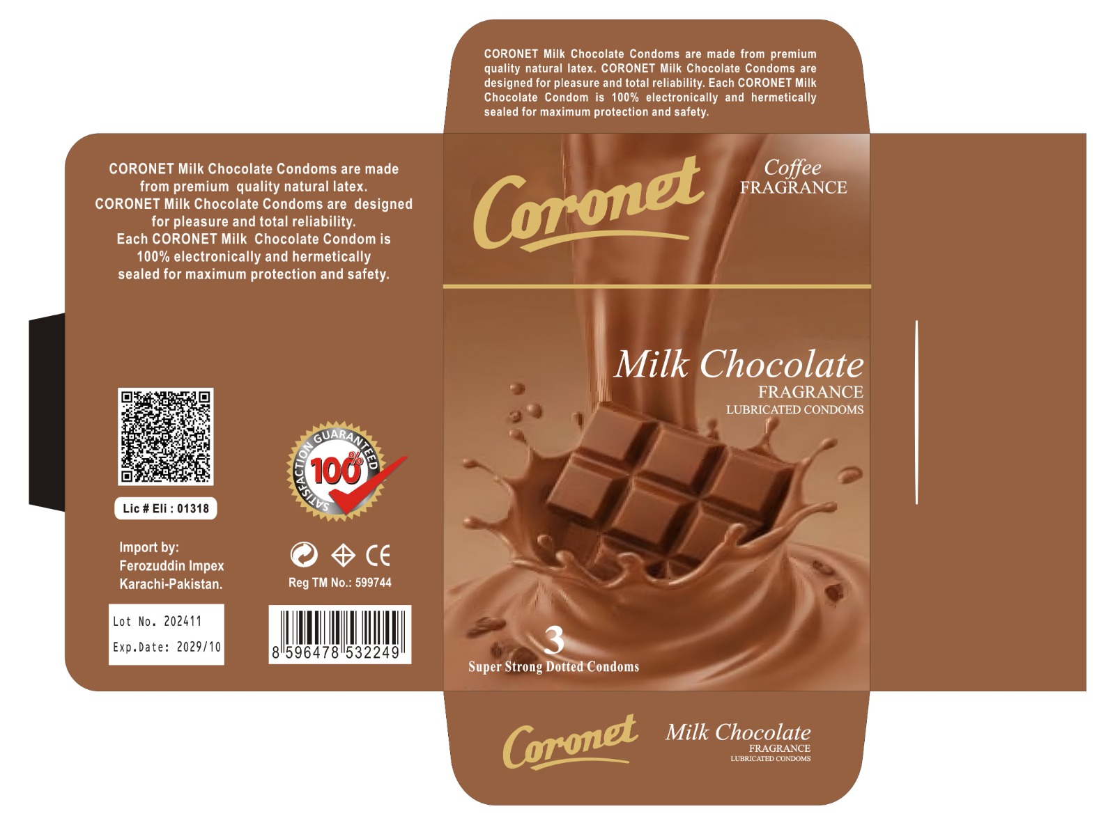 Coronet Chocolate 6 Pcs Condom Pack – Dotted & Lubricated