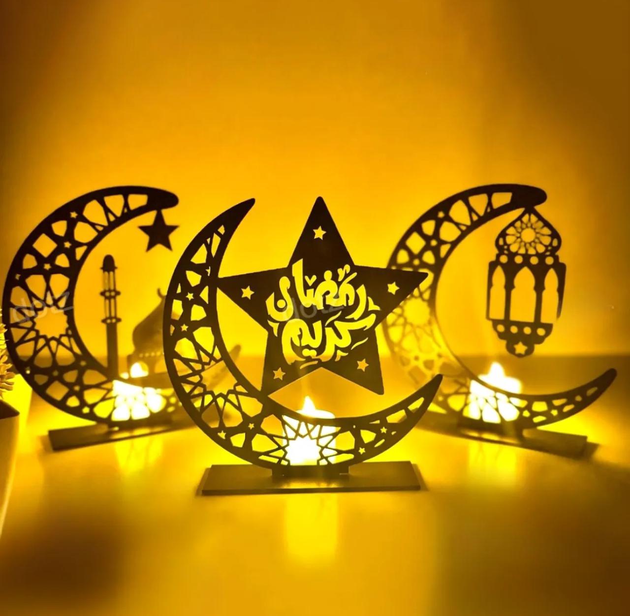 Ramzan Kareem Table Decor Set - Islamic Decoration Items for Ramadan & Eid, Includes Lanterns, Bowls, Table Runner, and Centerpiece for Festive Celebrations