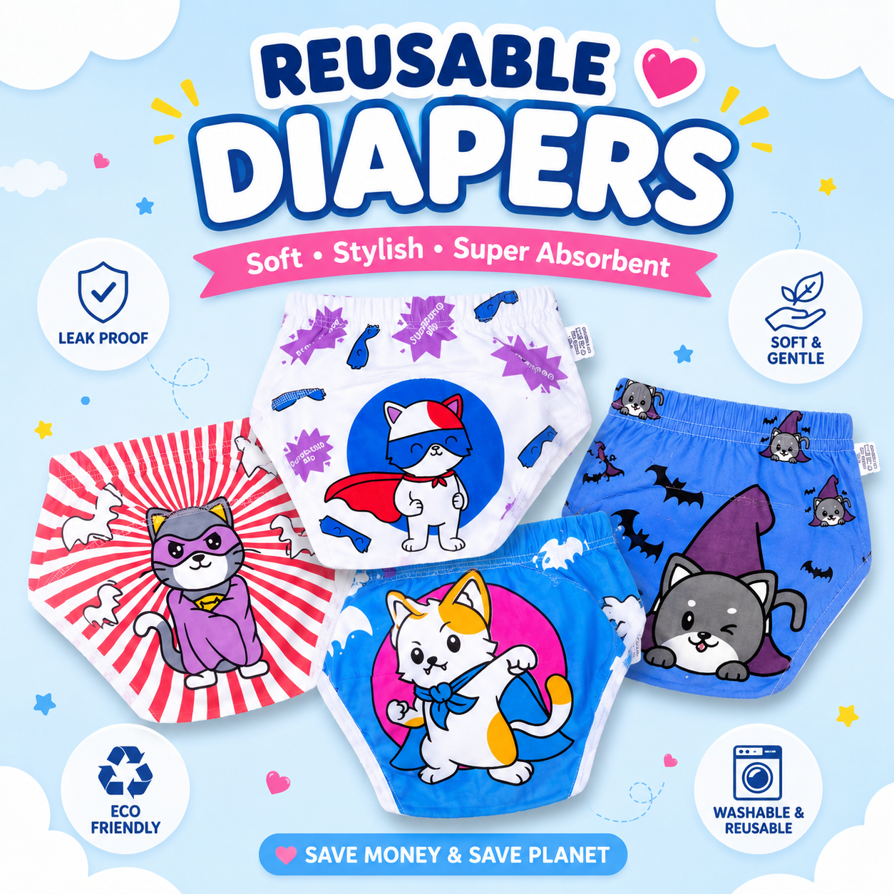 Luxe Styles Kids 1 To 5 Pcs Impoted Reusable Training Pants kids reusable baby training pants
