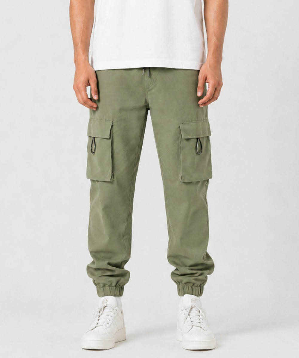 HashBack Men's Cargo Jogger Trousers Multicolor Cotton Summer 6-Pocket Elasticated Bottom Stylish Fit