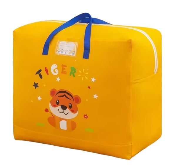Multi-Purpose Wardrobe Dino Bag with Cartoon Pattern, Double Zipper Quilt Storage, Bedsheet and Blanket Storage Box, Foldable Travel Bag for Women, Handbags, and Luggage
