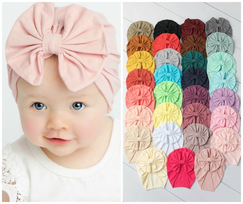 Pack of 5 big bow Turban Cap For baby girls toddlers Caps for baby toddlers Hat for toddlers