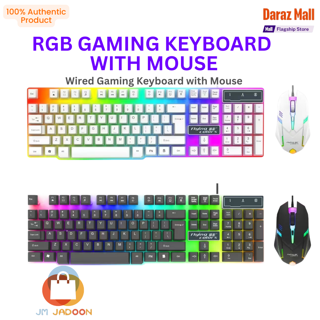 Wired RGB Gaming Keyboard with Mouse Combo - High-Quality Luminous Keyboard/Mouse Set  K108- K3626 - K8