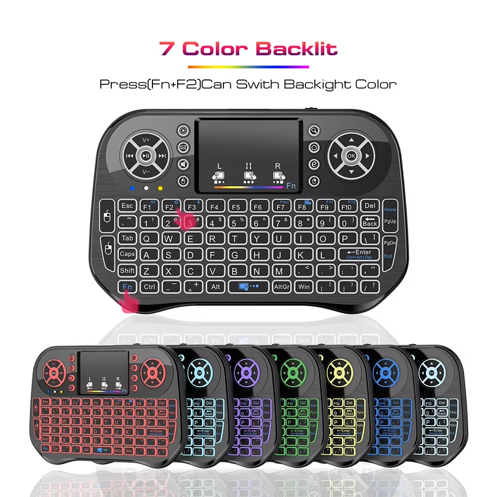 i10 MINI Wireless Keyboard + Bluetooth Touchpad 7 Color Backlight Light 2.4GHZ Full Control For LCD / LED / TV / PC / Mobile / Laptop