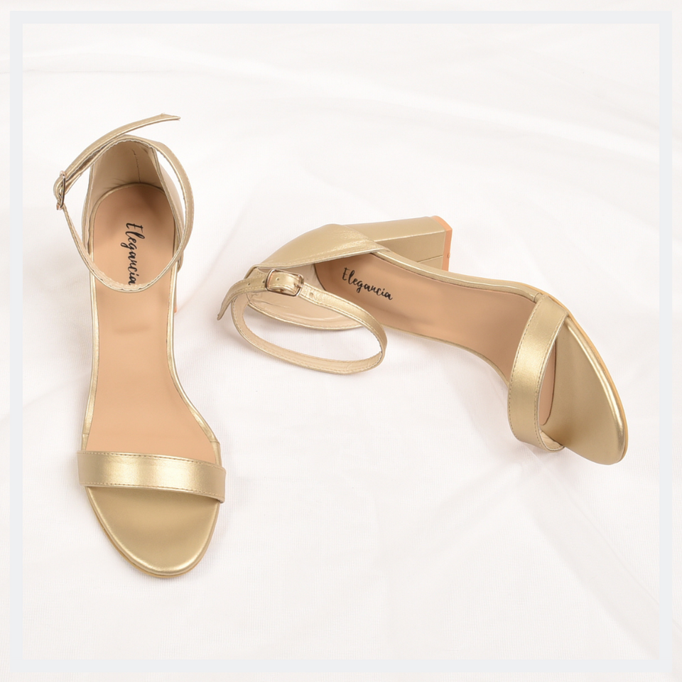 Gold single hotsell strap heels