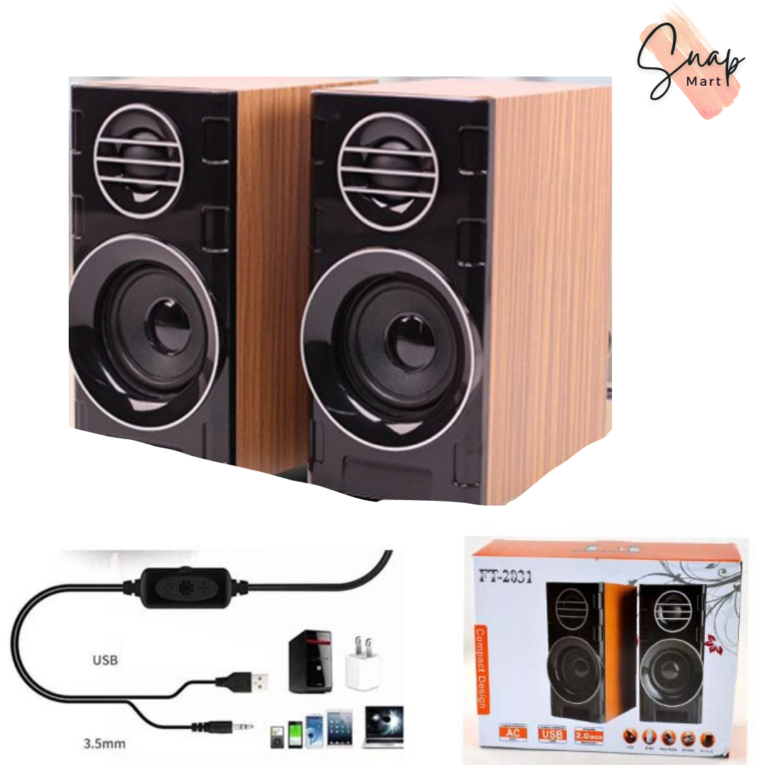 Heavy Bass Computer Speakers With Subwoofer Volume Control 3.5mm Audio USB Wired Powered Built-in Four Loudspeaker Multimedia for Laptop / Gaming PC - SnapMart