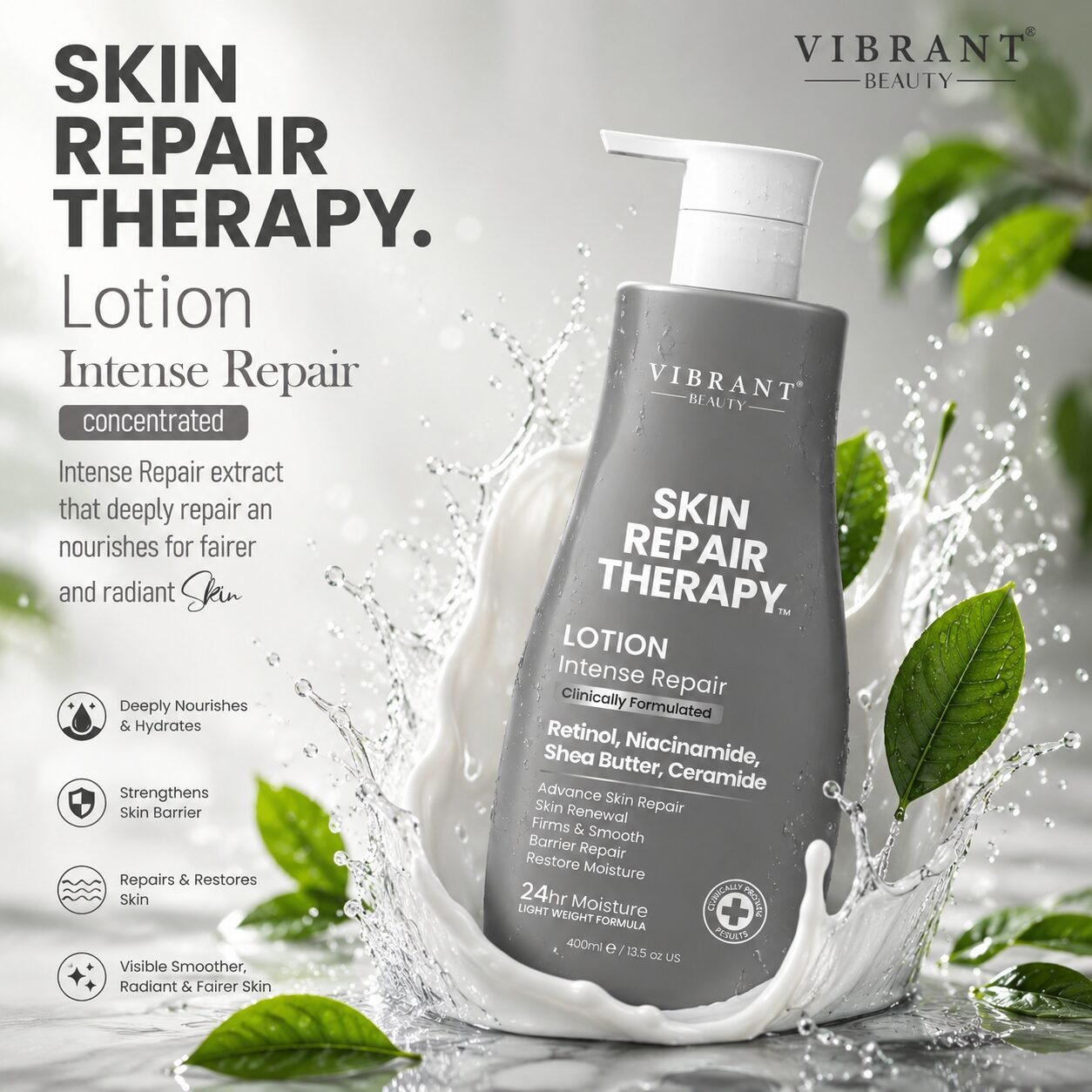 Vibrant Beauty Skin Repair Therapy Intense Repair Lotion | Moisturising Skin Care | 400ml