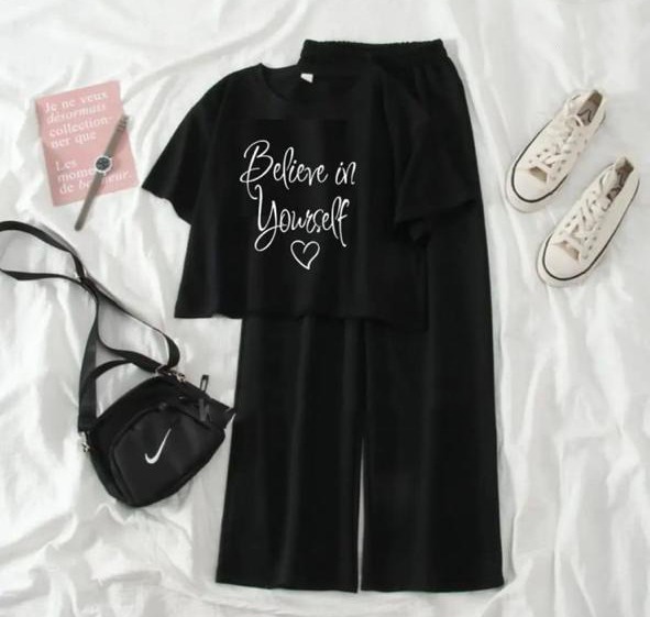 Summer Printed Crop Top & Flapper Sleepwear Set for Women