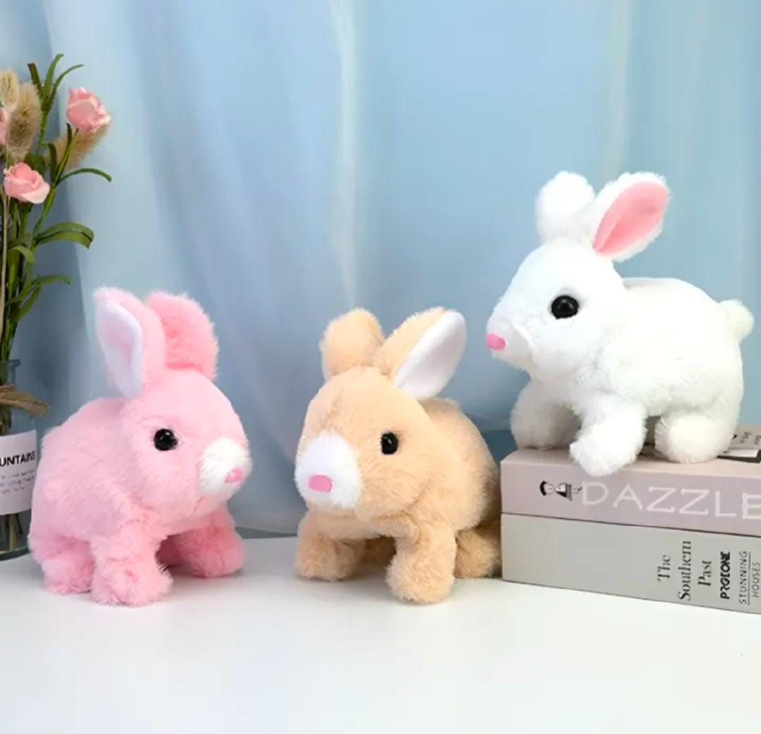 Electronic Rabbit - Toy  for children -Electronic and interactive pet - Educational Toys for kids - Rabbit for home decore - Electric push white Electronic Rabbit - Soft bunny toy for kids - Gift for childboys , Girls & kids - Rabbit Soft toy for children