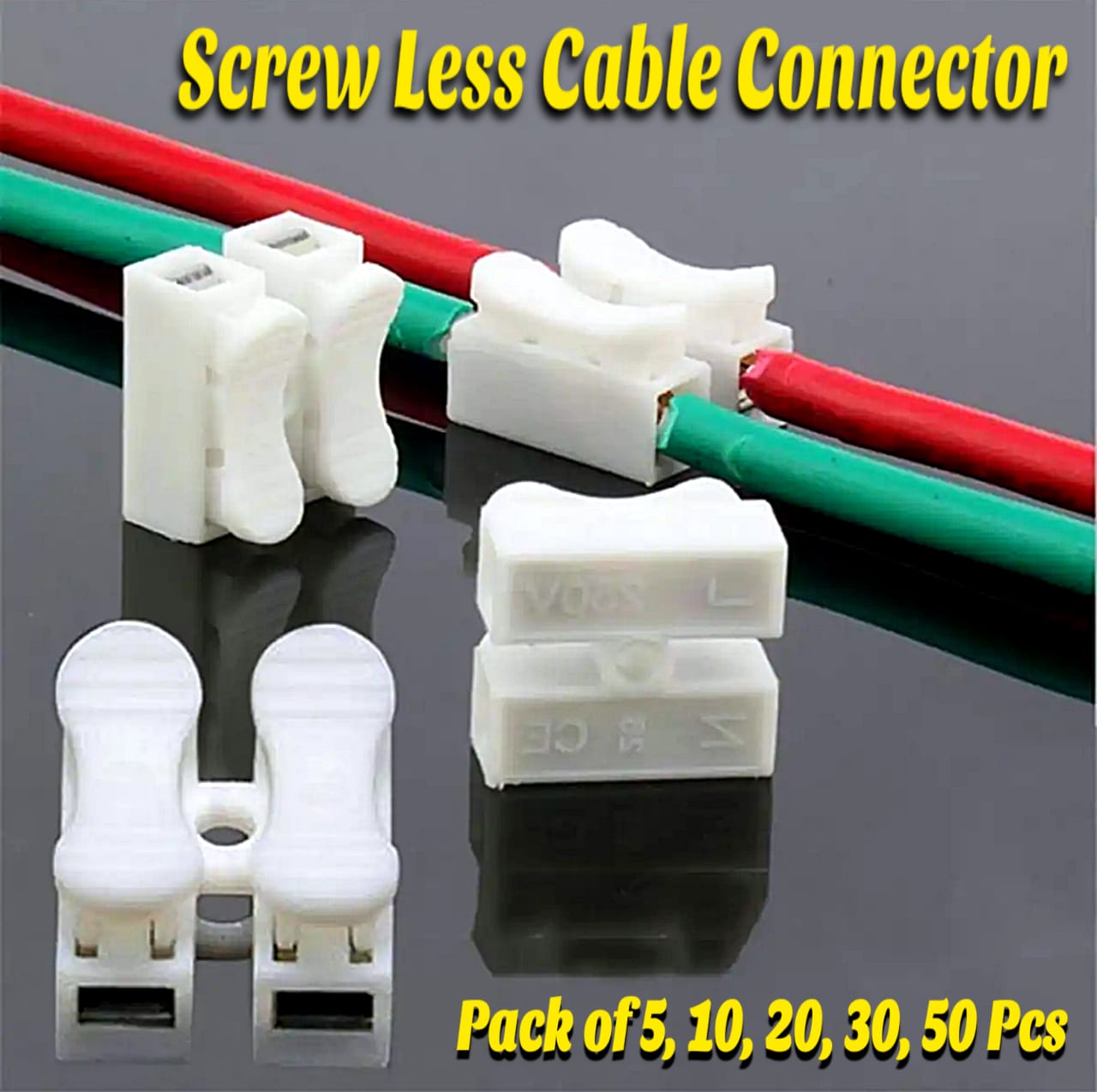 5/10/20/30/50 Pcs- Quick Wiring Electric Cable Connectors Screw Less Wire Connectors Press Type Quick Splice Wire Connector for Electric Connection Press Type Self Locking Quick Wiring Connector Quick Wiring Terminal  for LED Ceiling Lights  CH-2