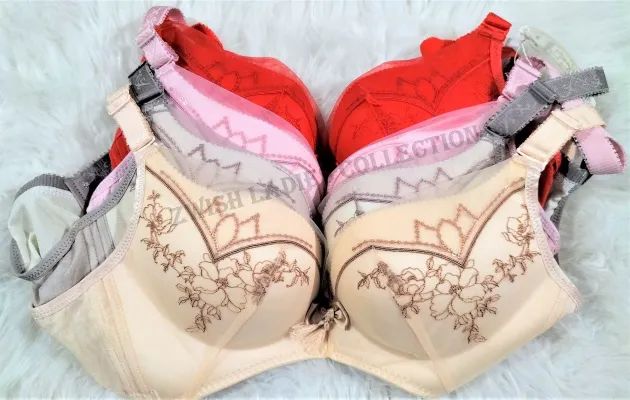 Floral Lace Push Up Bra And Briefs Set Back Comfortable Pink