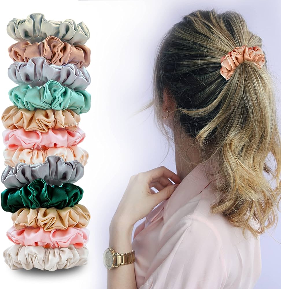 Scrunchies For Girls Hair High Quality Silk Pack of 3 Multicolor