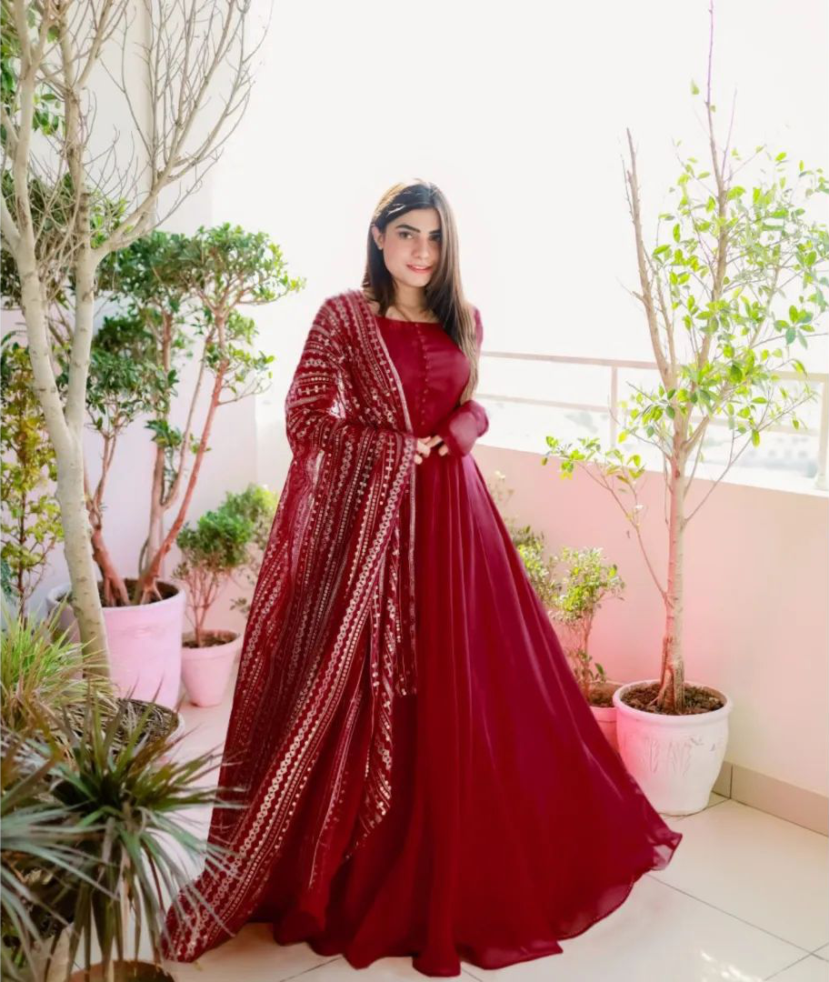 Long Frock Suit One Piece Dress Anarkali Stylish Long Embroidered