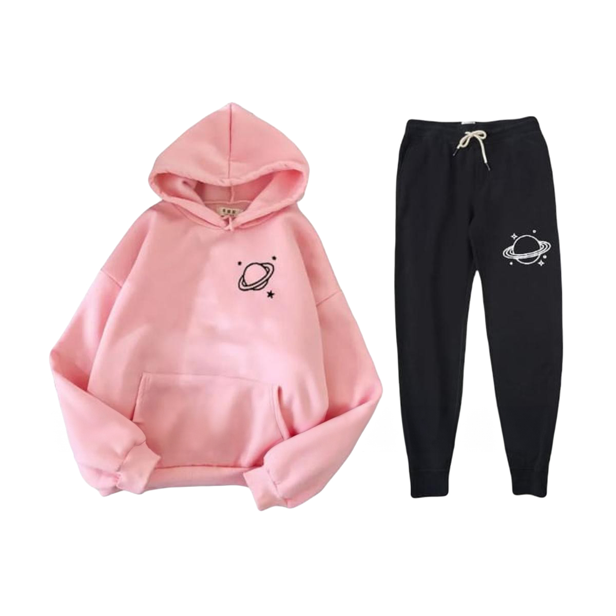 Pink Planet Printed Winter Tracksuit Hoodie & Trouser Track Suit For Women